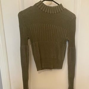 Long sleeve olive green sweater material shirt